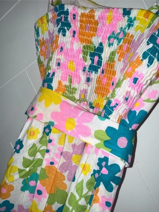 NEW Show Me Your Mumu Amalfi Coast Sun Dress Retro Floral Midi Adj Straps XS - Picture 10 of 12